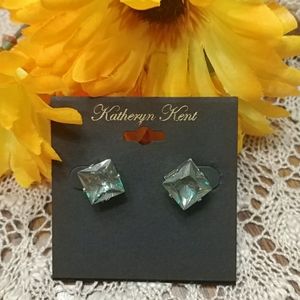KATHERYN KENT Aquamarine Facet Earrings NWT $29